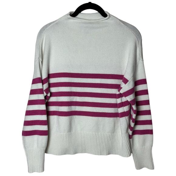 Truth by Republic Sweater Women's Size Medium Mock Neck White w/ Pink Stripes - Picture 9 of 16